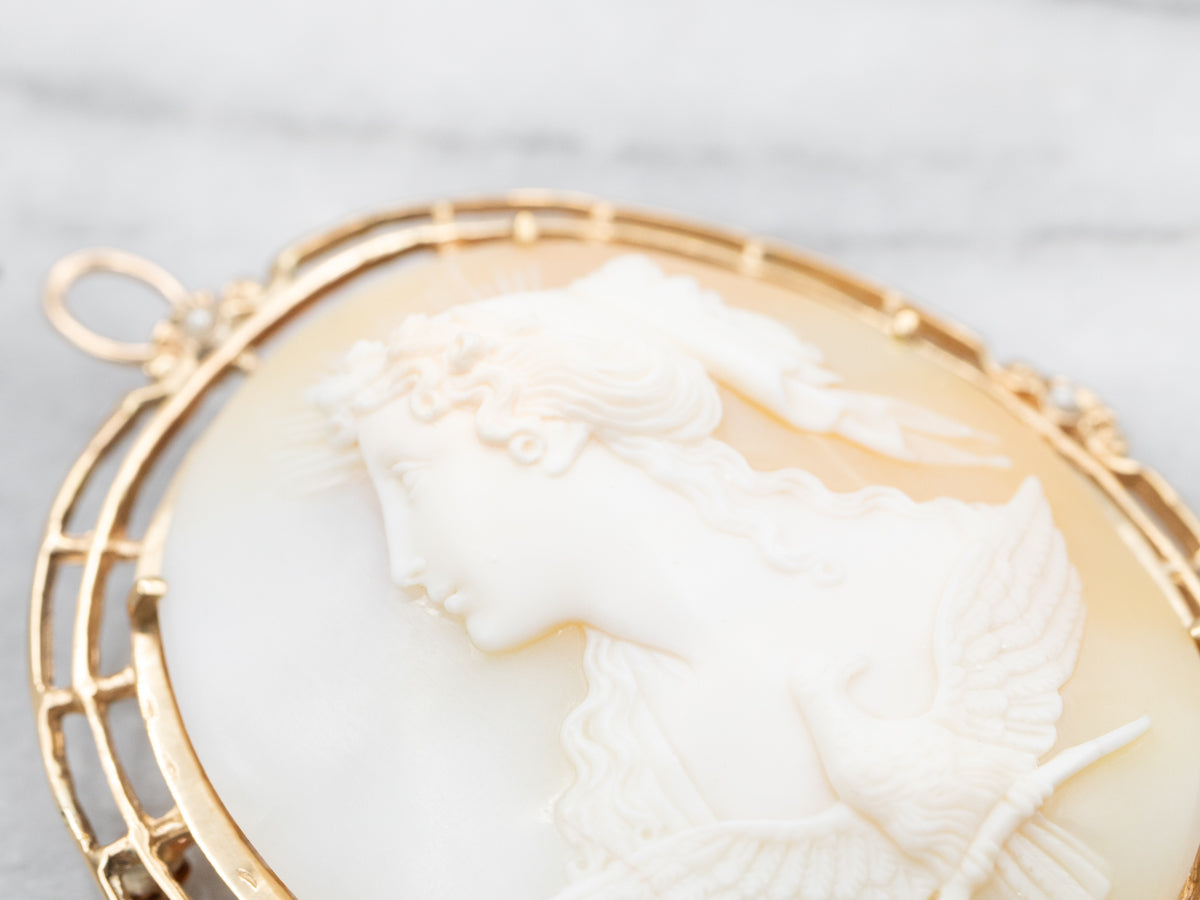 Golden Goddess Eos Cameo Brooch or Pendant