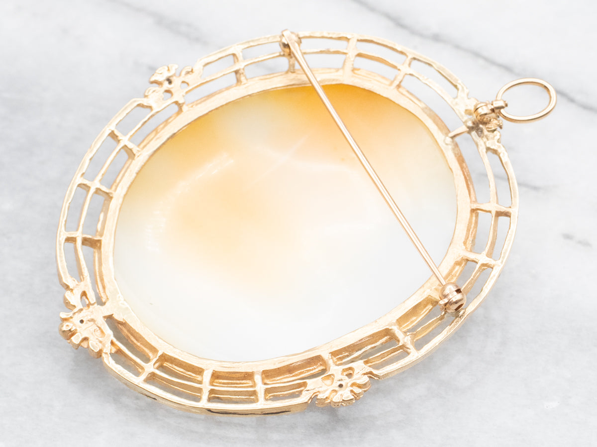 Golden Goddess Eos Cameo Brooch or Pendant