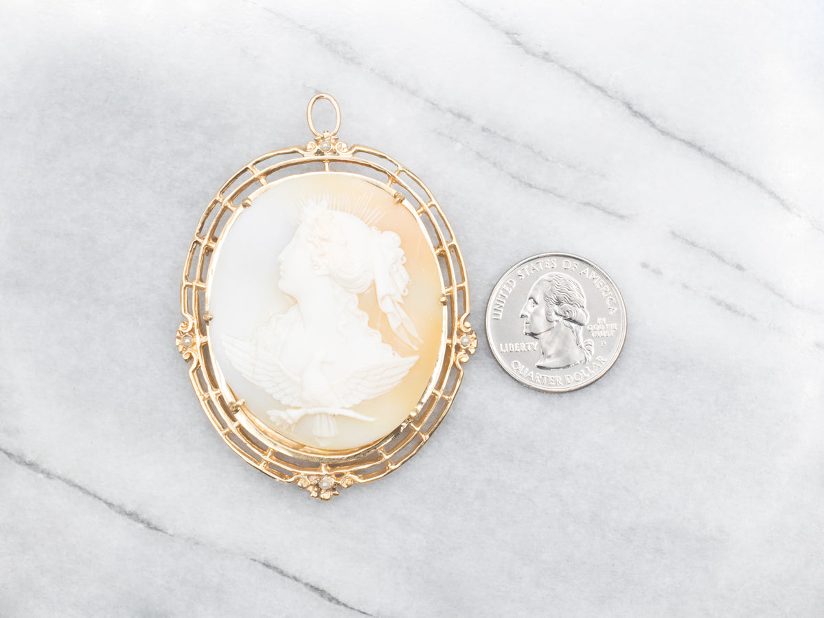Golden Goddess Eos Cameo Brooch or Pendant