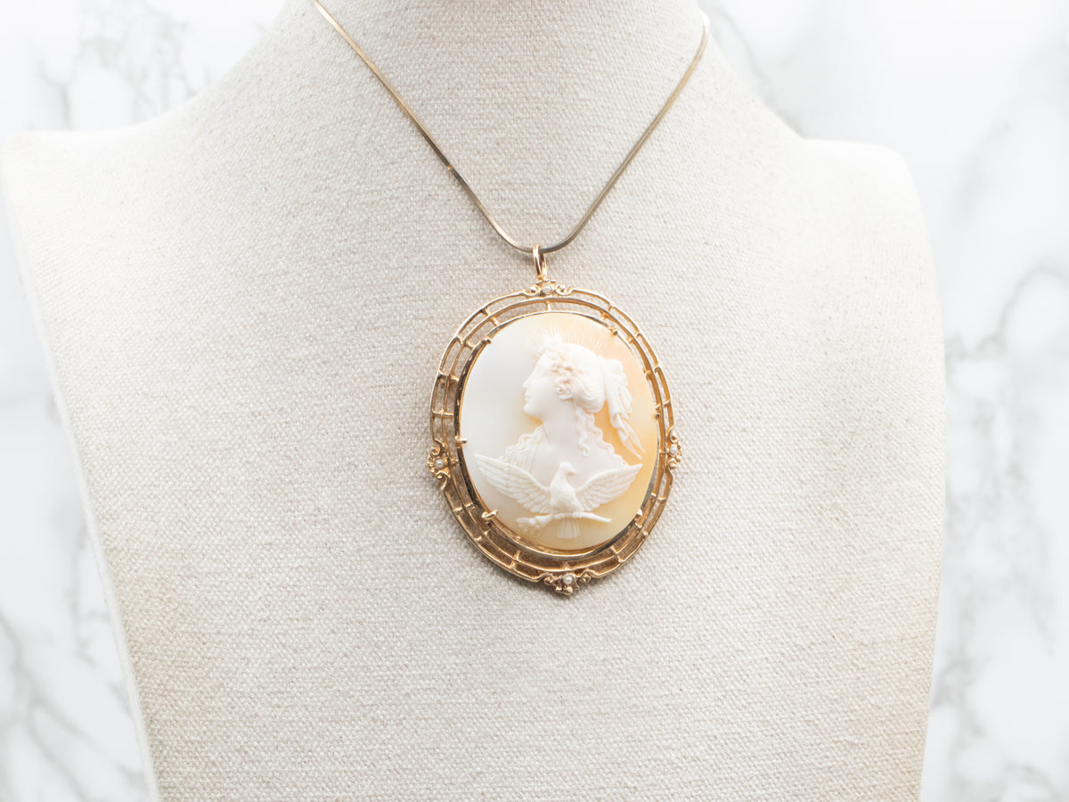 Golden Goddess Eos Cameo Brooch or Pendant