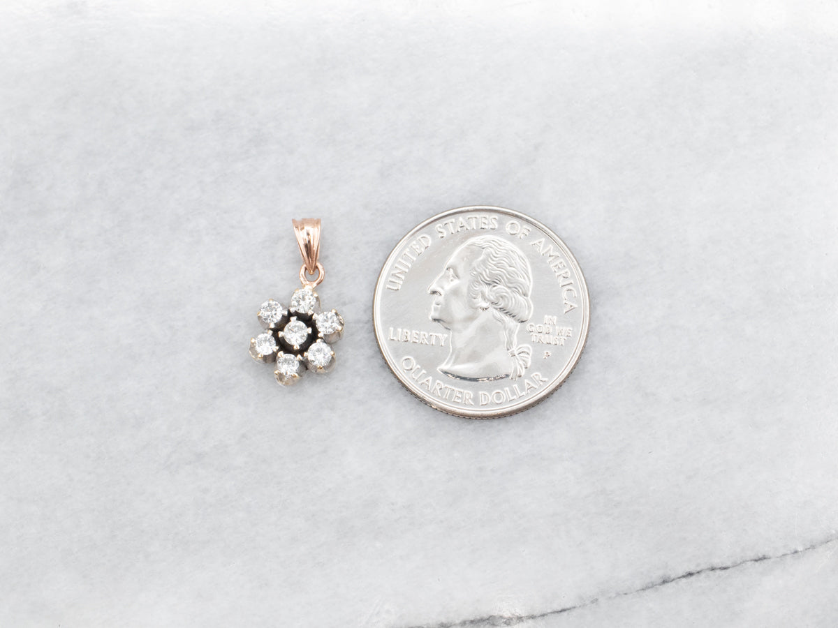 Twinkling Diamond Floral Halo Pendant