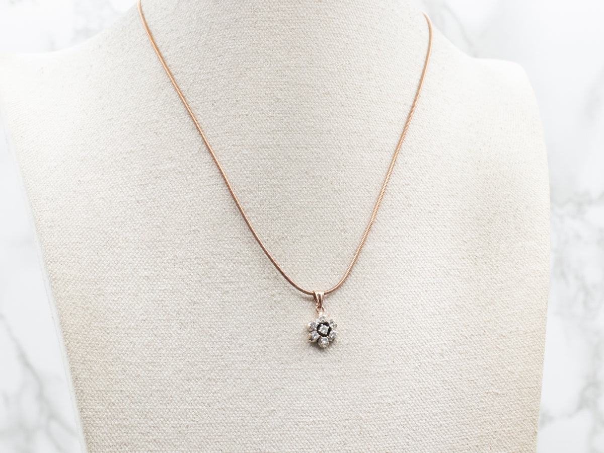 Twinkling Diamond Floral Halo Pendant