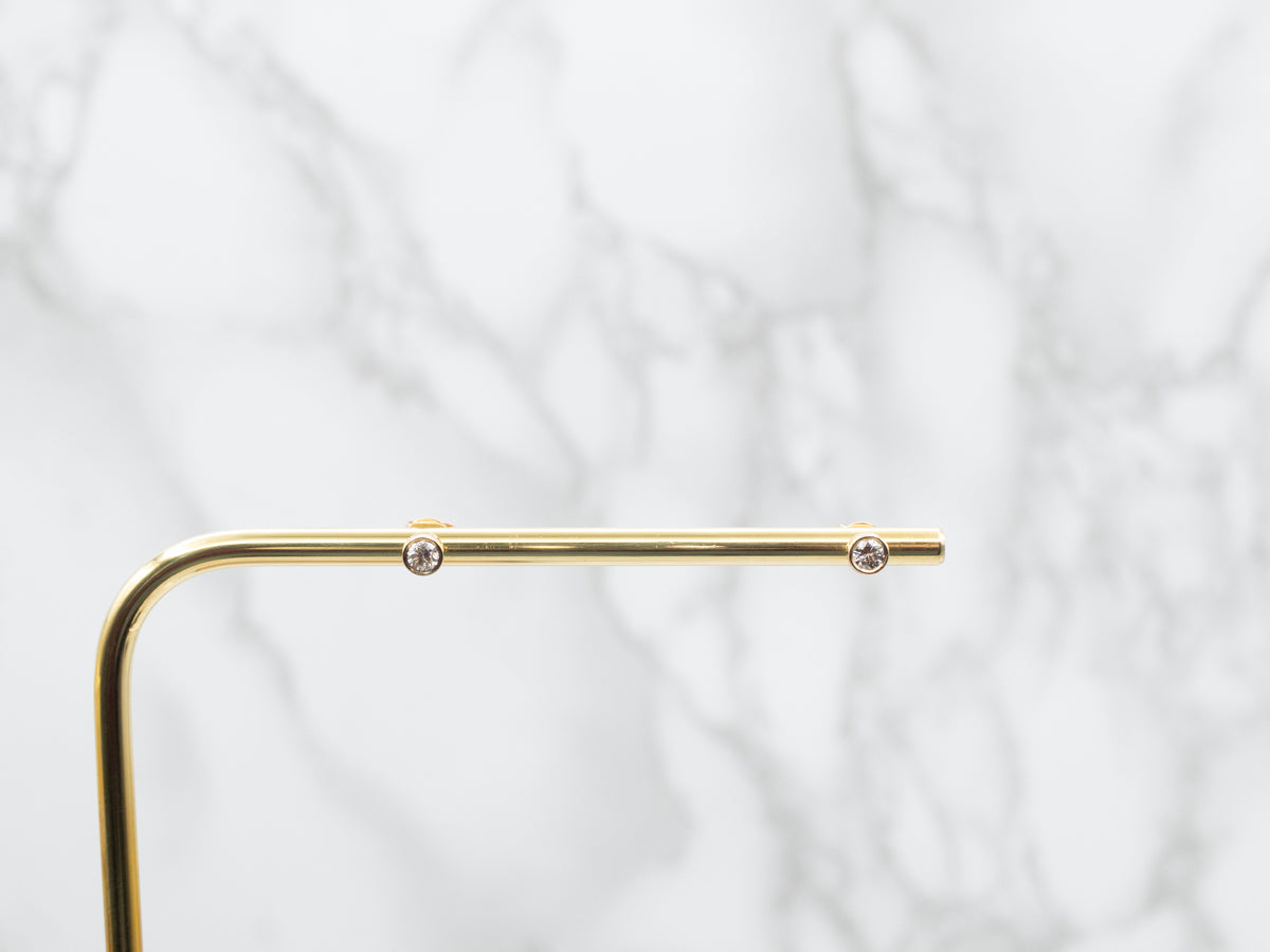 Yellow Gold Bezel-Set Diamond Stud Earrings