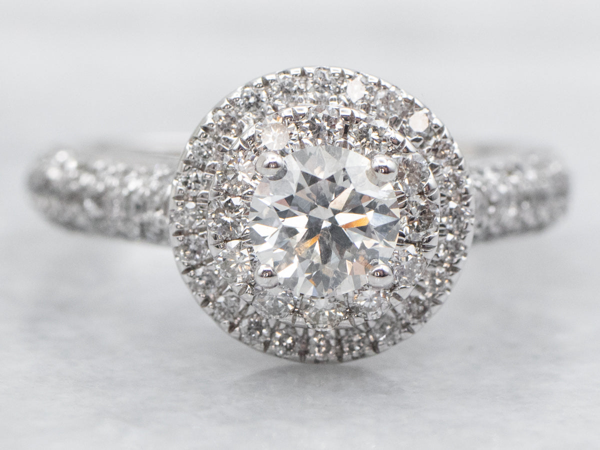 Modern Diamond Double Halo Engagement Ring