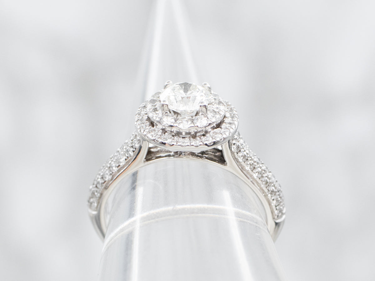 Modern Diamond Double Halo Engagement Ring