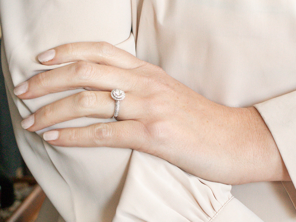 Modern Diamond Double Halo Engagement Ring