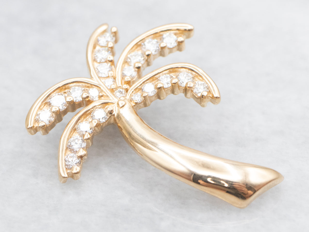 Sparkling Diamond Palm Tree Pendant