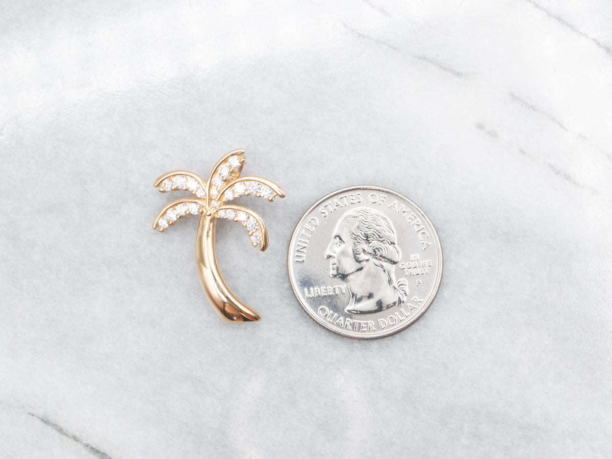Sparkling Diamond Palm Tree Pendant