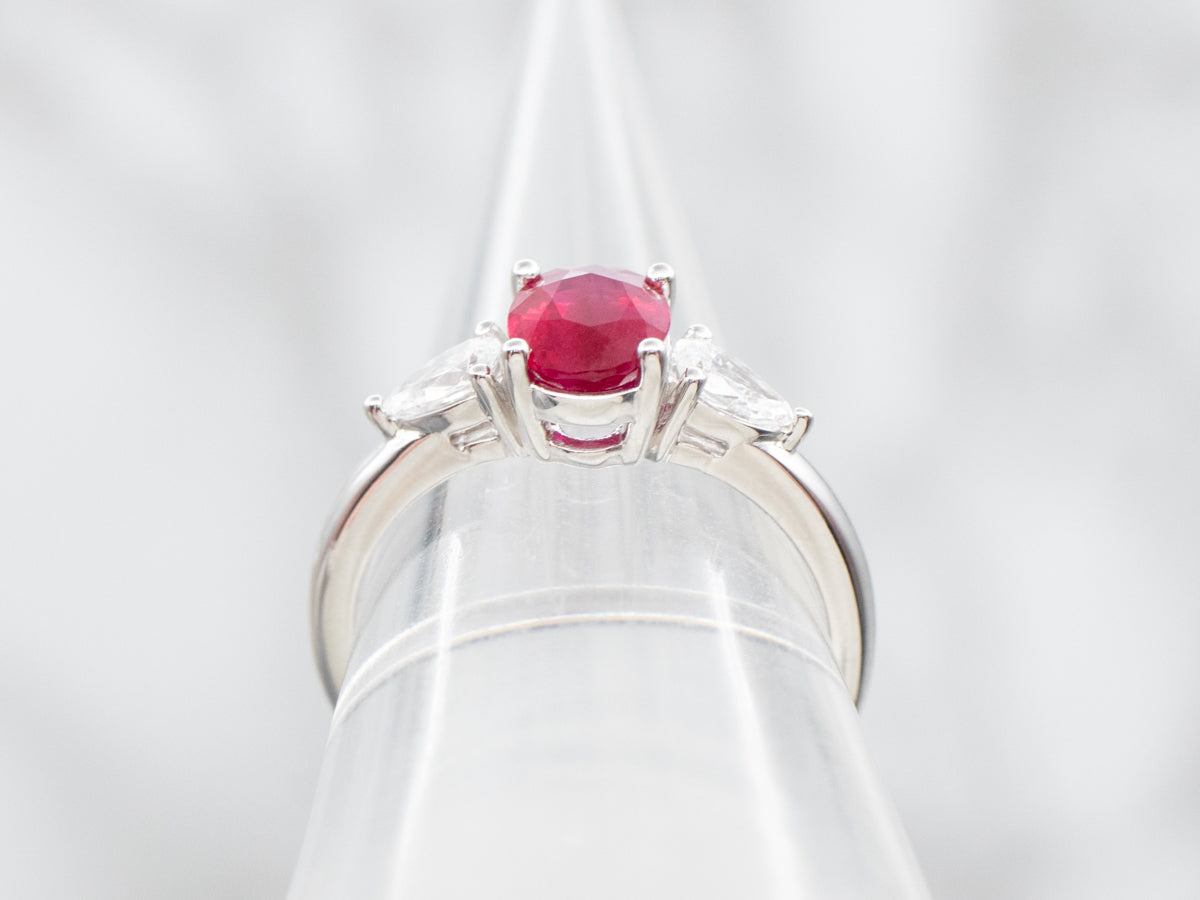 Modern White Gold Ruby and Diamond Ring