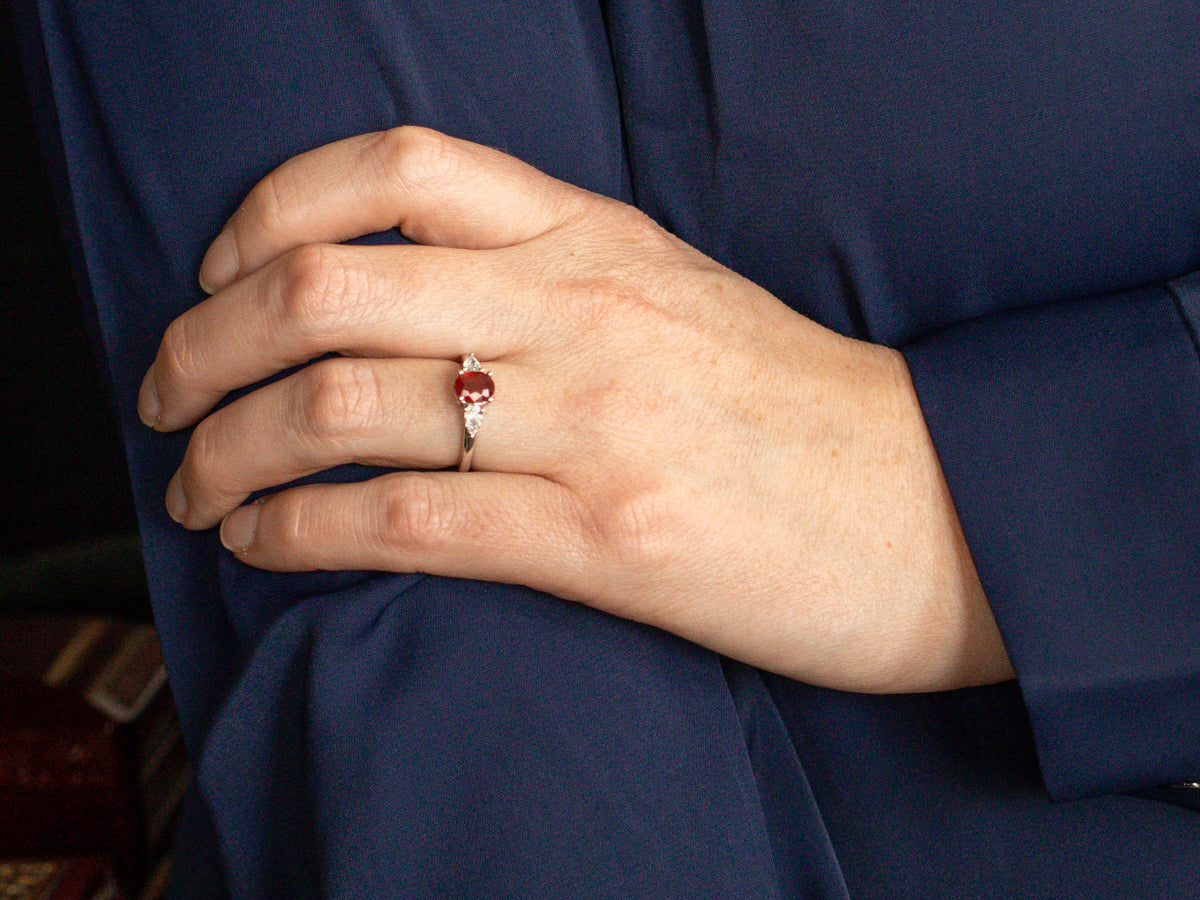 Modern White Gold Ruby and Diamond Ring
