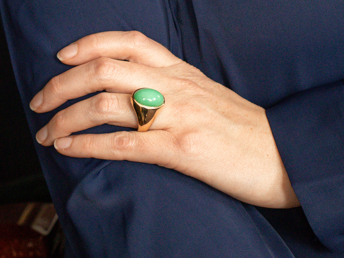 Vintage Chrysoprase Cabochon Ring