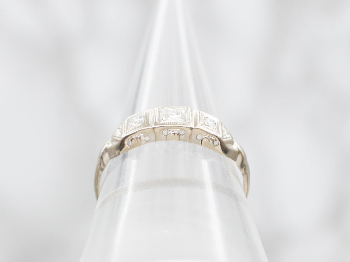 Early Retro Era Princess Cut Diamond Engagement Ring