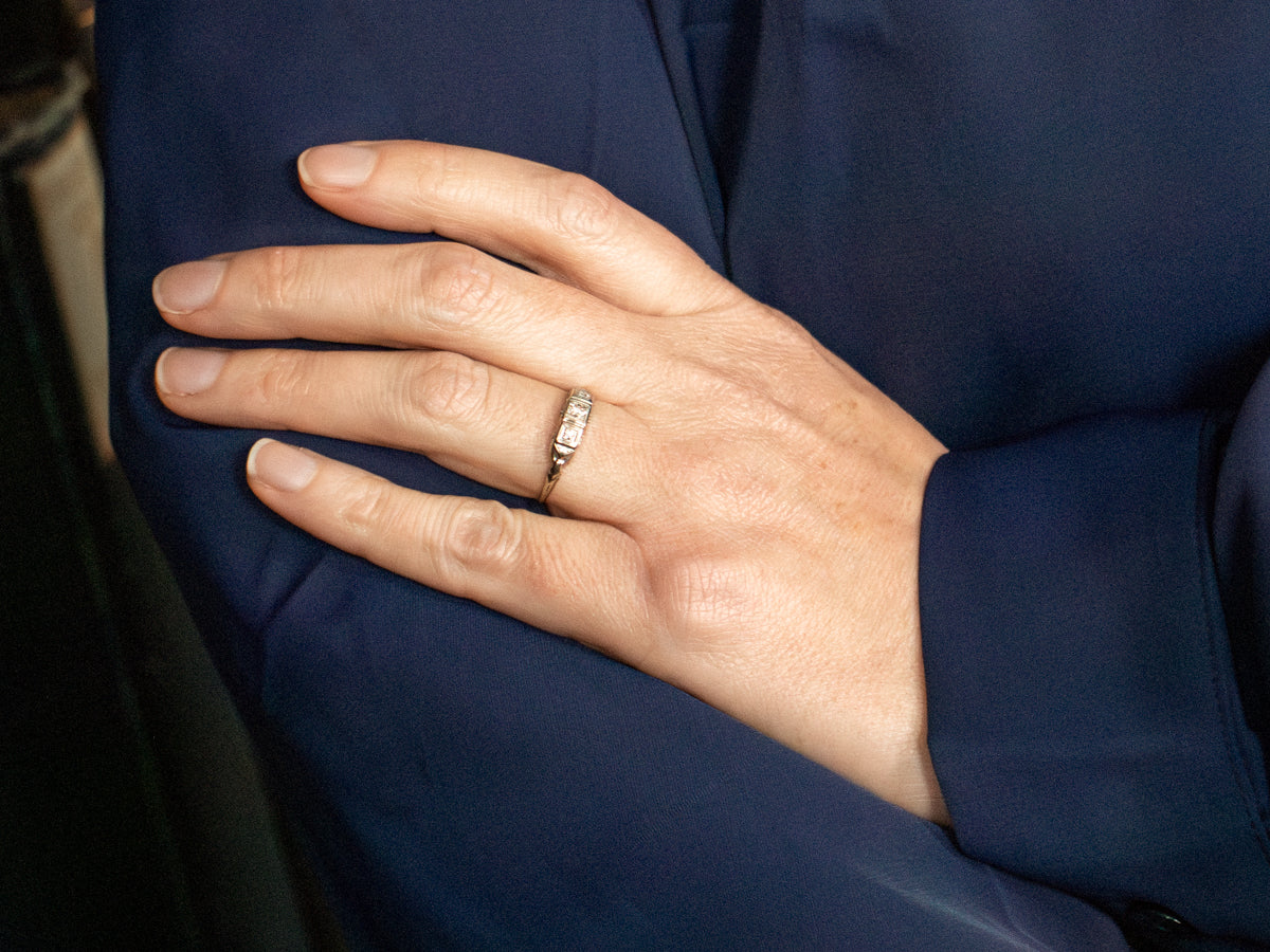 Early Retro Era Princess Cut Diamond Engagement Ring