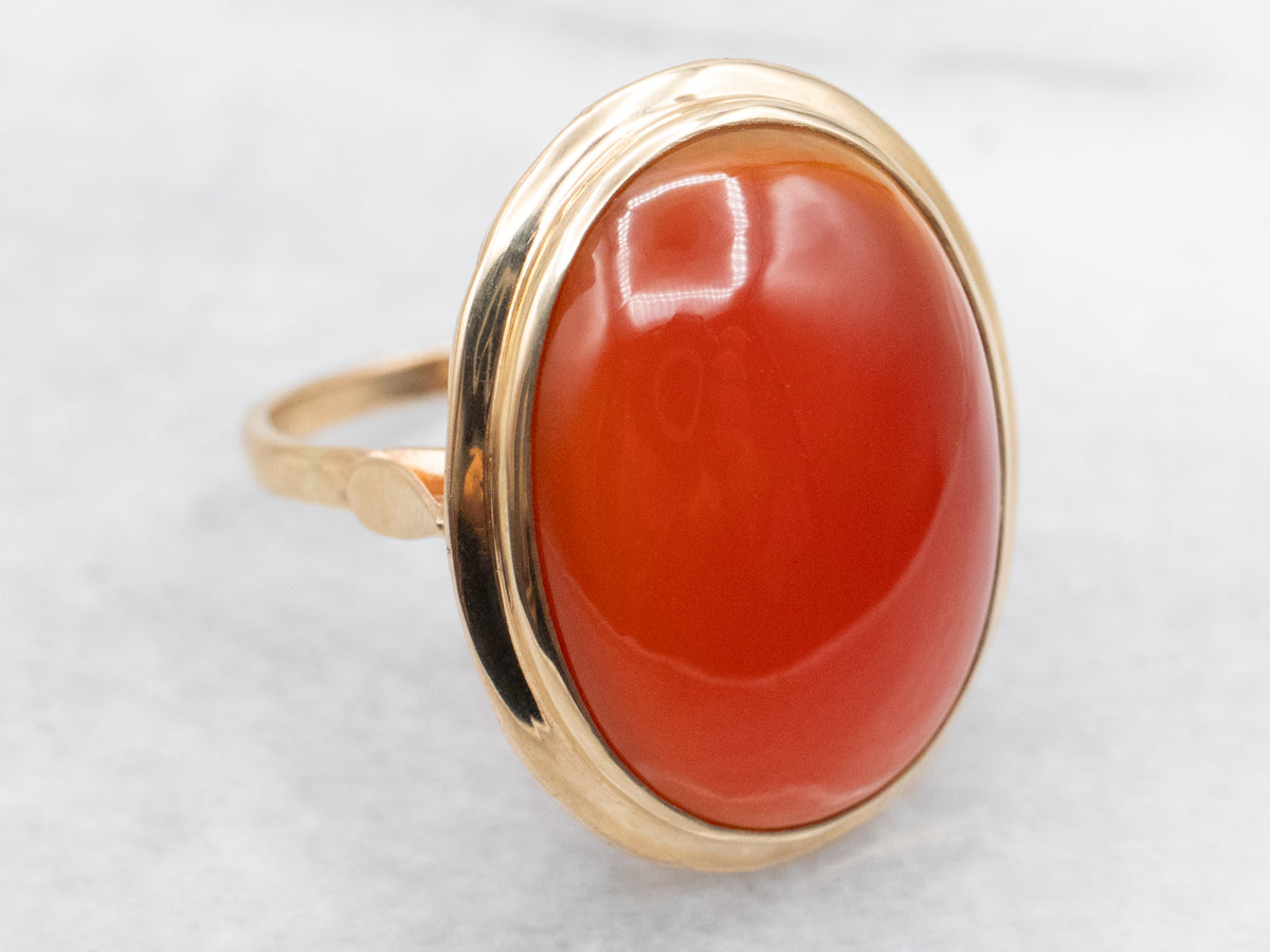 Vintage Bezel Set Carnelian Cocktail Ring