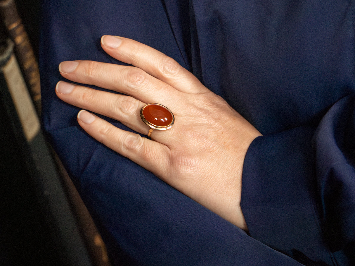 Vintage Bezel Set Carnelian Cocktail Ring