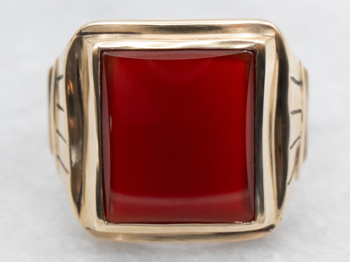 Mid-Century Carnelian Gold Ring