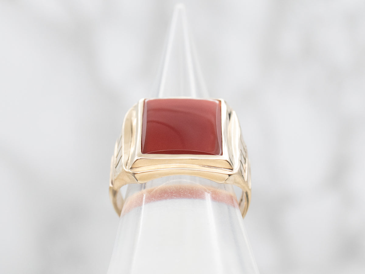 Mid-Century Carnelian Gold Ring