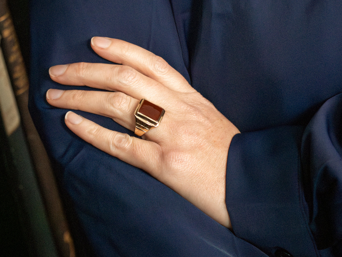 Mid-Century Carnelian Gold Ring