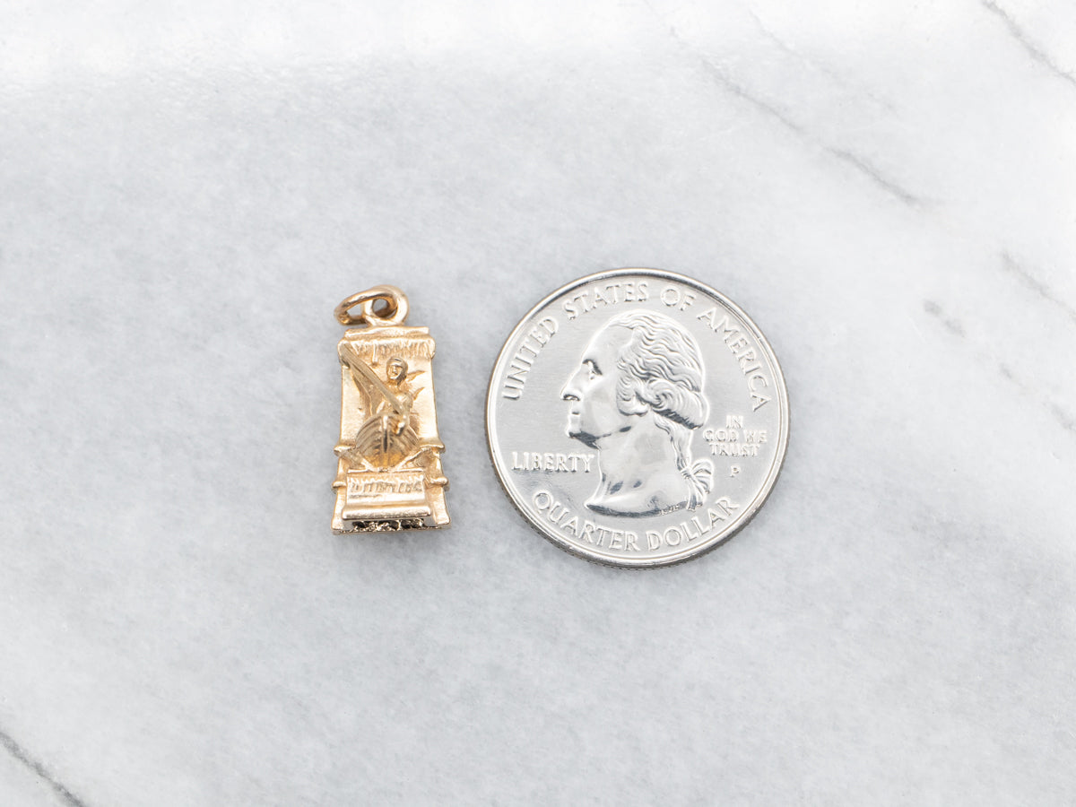 New Bedford MA Whaleman Statue Gold Charm