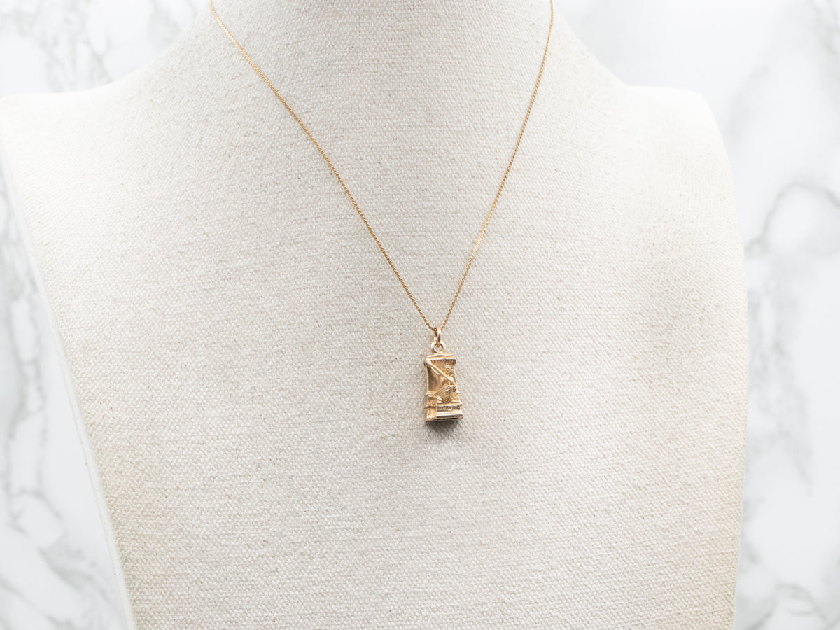 New Bedford MA Whaleman Statue Gold Charm