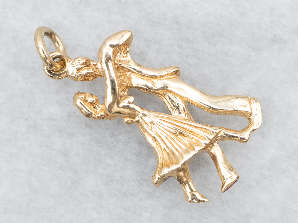 Gold Dancing Couple Charm Pendant