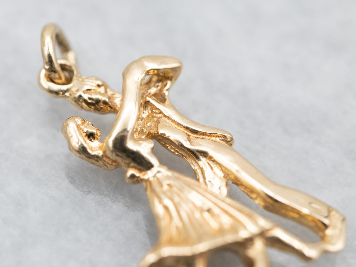Gold Dancing Couple Charm Pendant