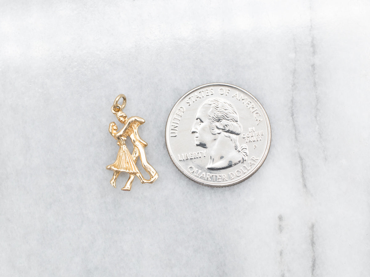 Gold Dancing Couple Charm Pendant