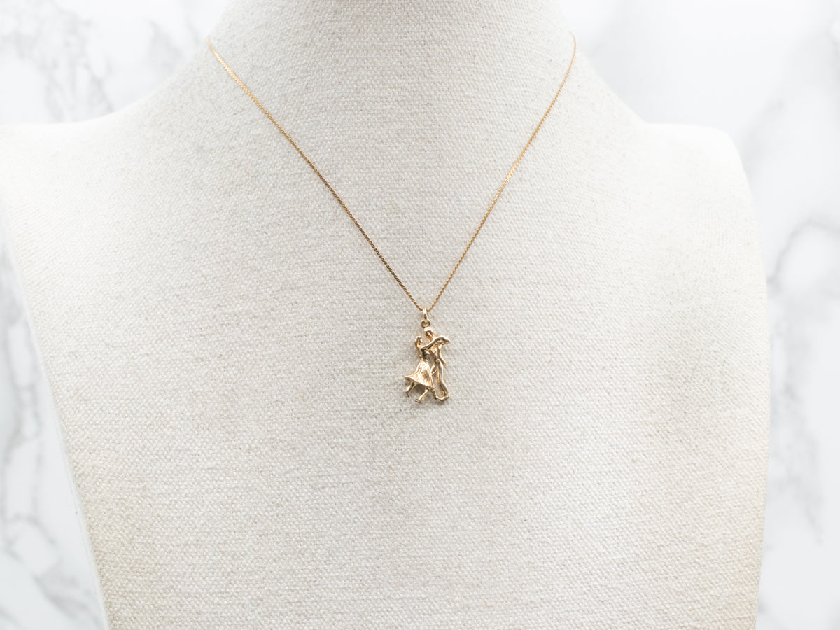 Gold Dancing Couple Charm Pendant