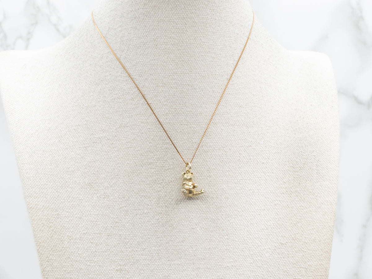 Gold Teddy Bear with Bow Charm
