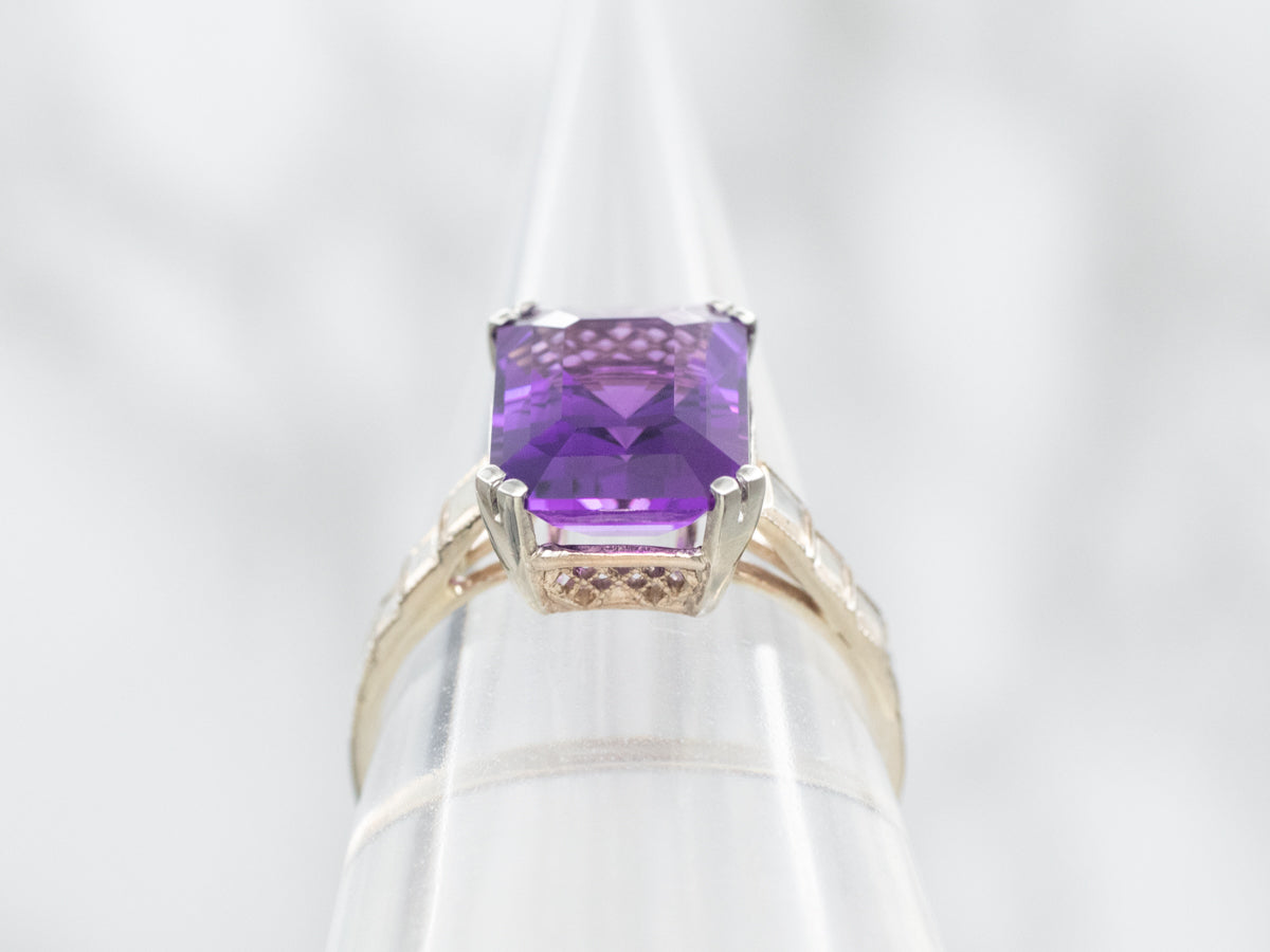 Retro Era Gold Amethyst Solitaire Ring