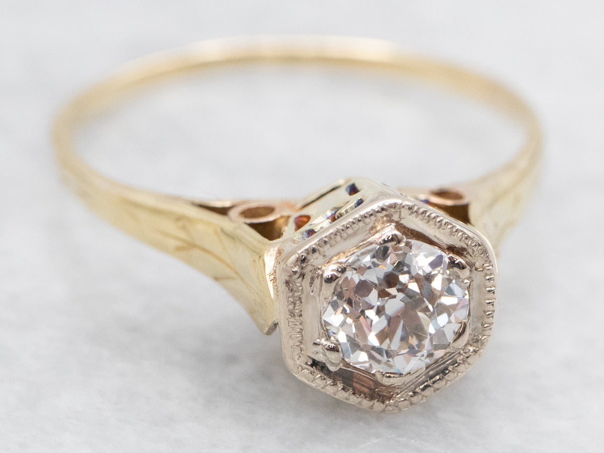 Antique Old Mine Cut Diamond Solitaire Engagement Ring