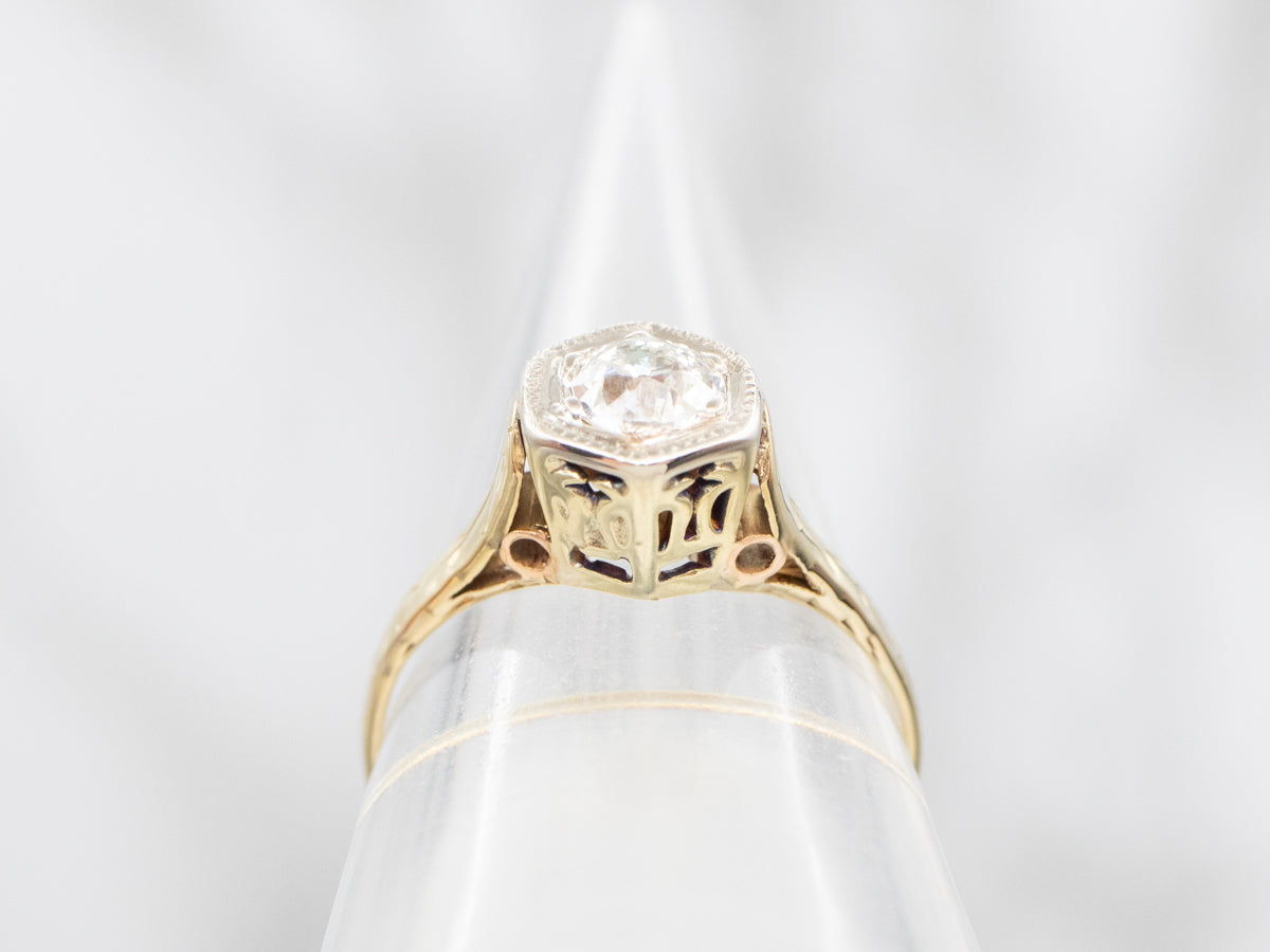 Antique Old Mine Cut Diamond Solitaire Engagement Ring