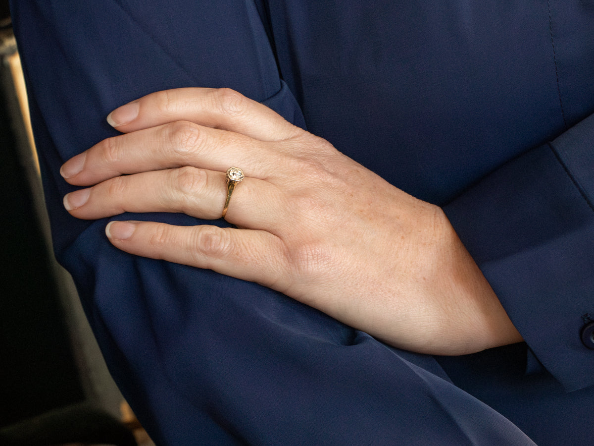 Antique Old Mine Cut Diamond Solitaire Engagement Ring