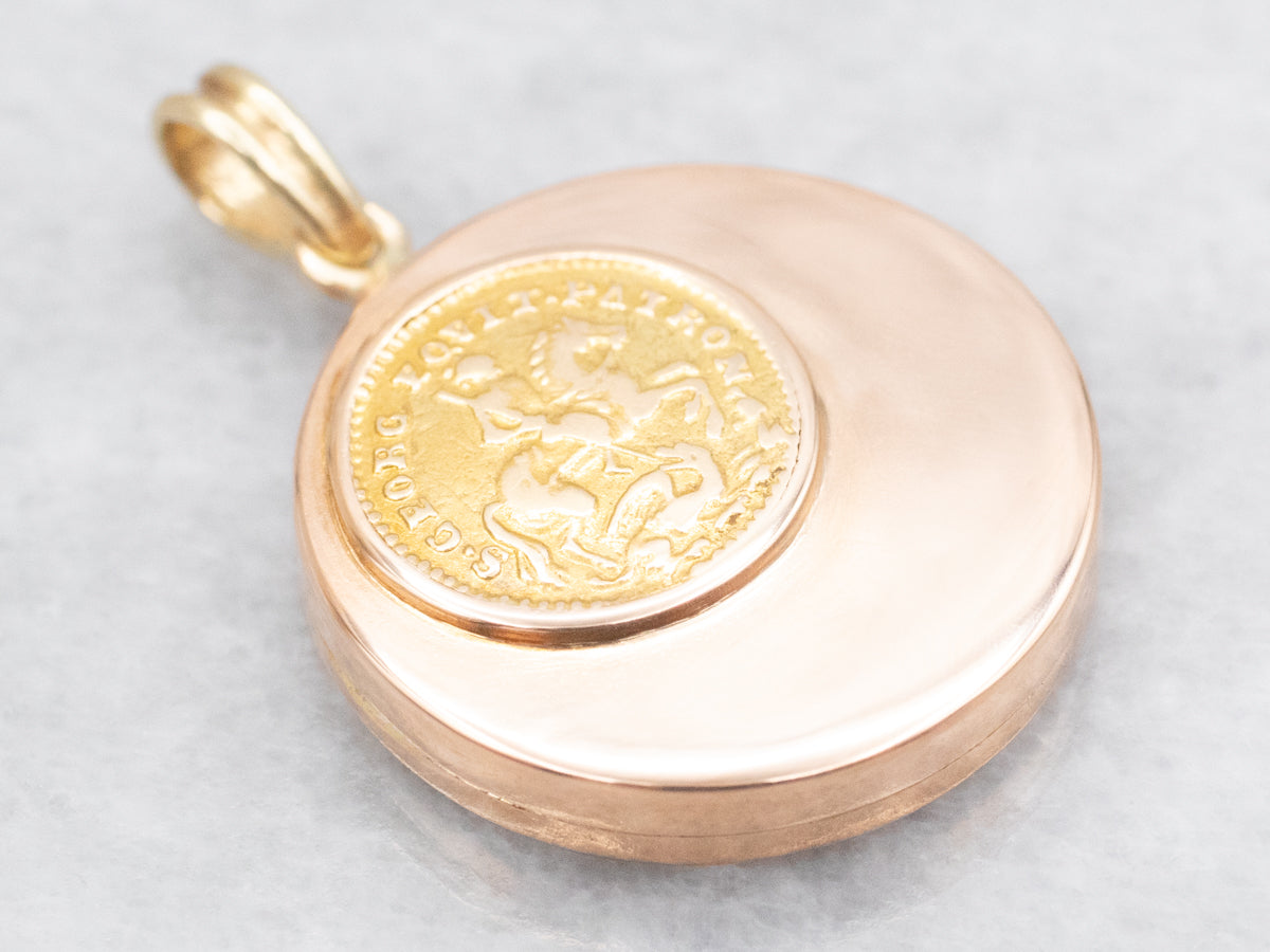 Saint George the Victorious Two Tone Gold Locket