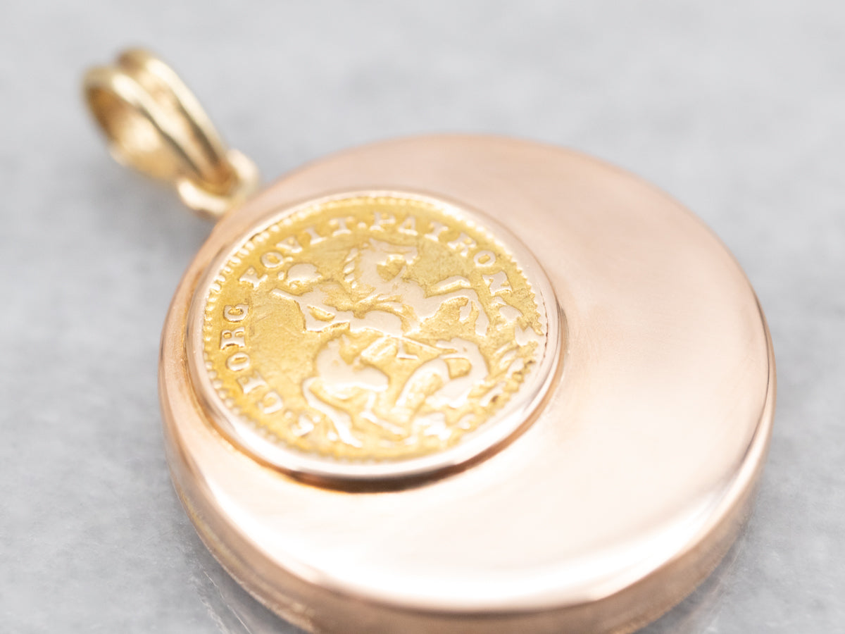Saint George the Victorious Two Tone Gold Locket