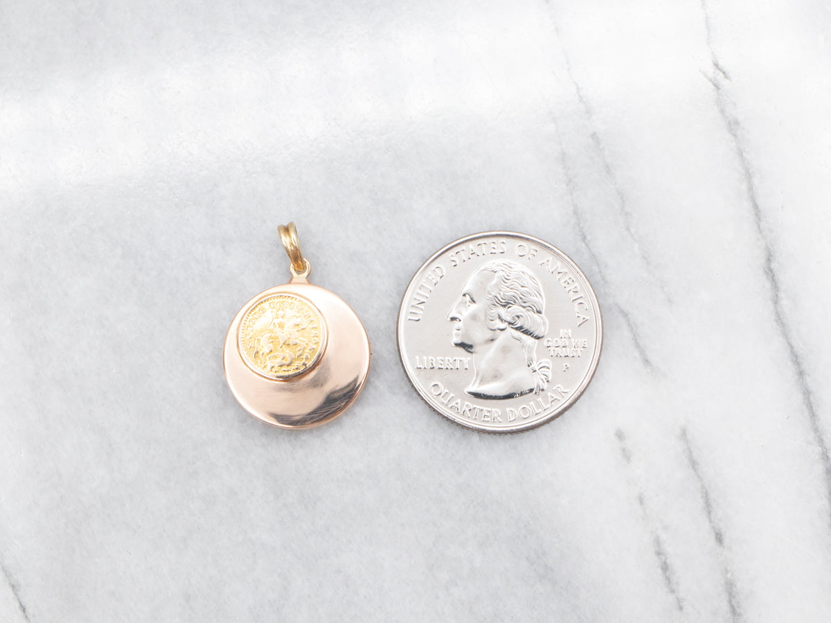 Saint George the Victorious Two Tone Gold Locket