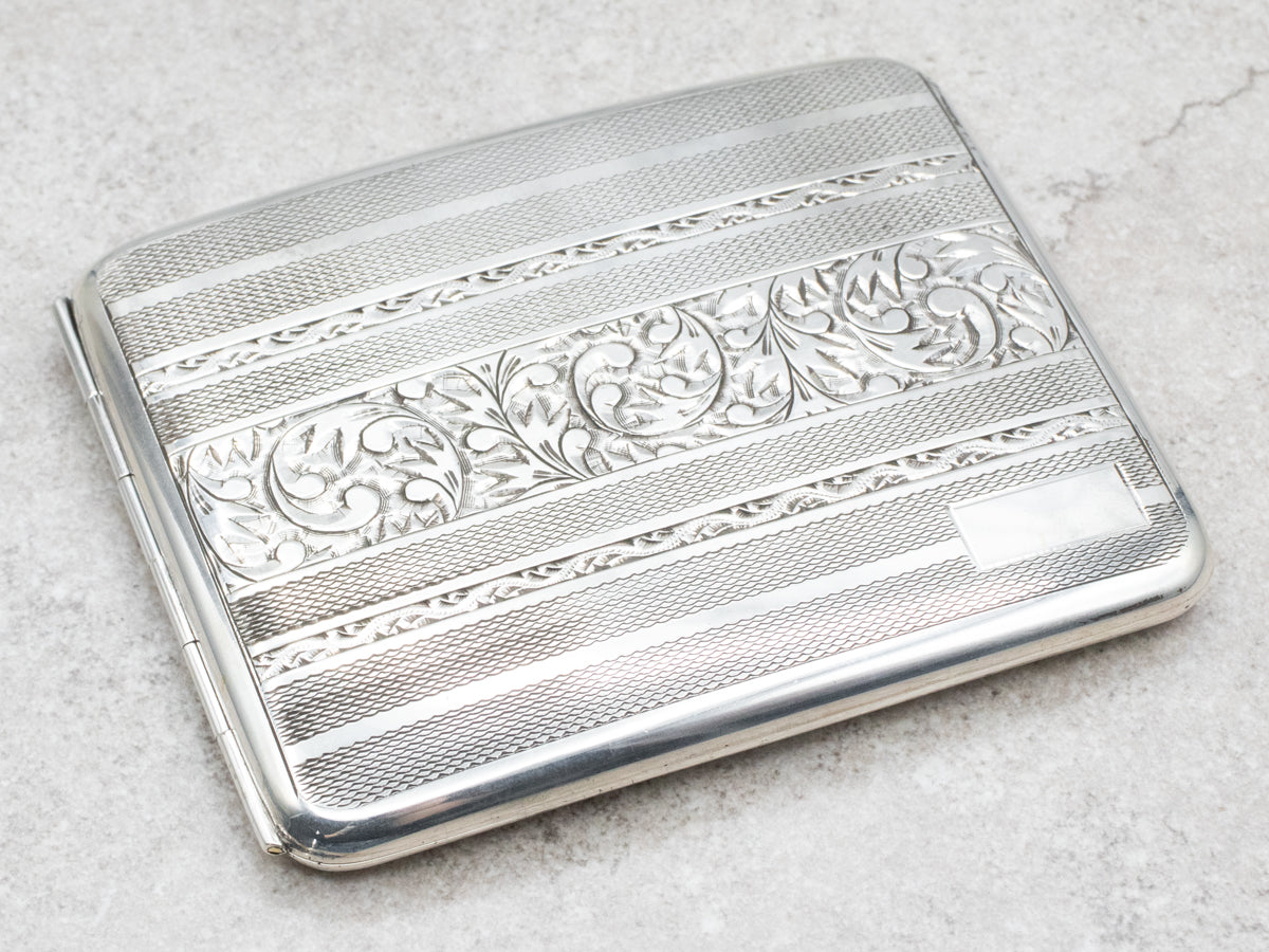 silver cigarette case hallmarked Vintage Silver Botanical Cigarette Case silver cigarette case hallmarked Vintage Silver Botanical Cigarette Case