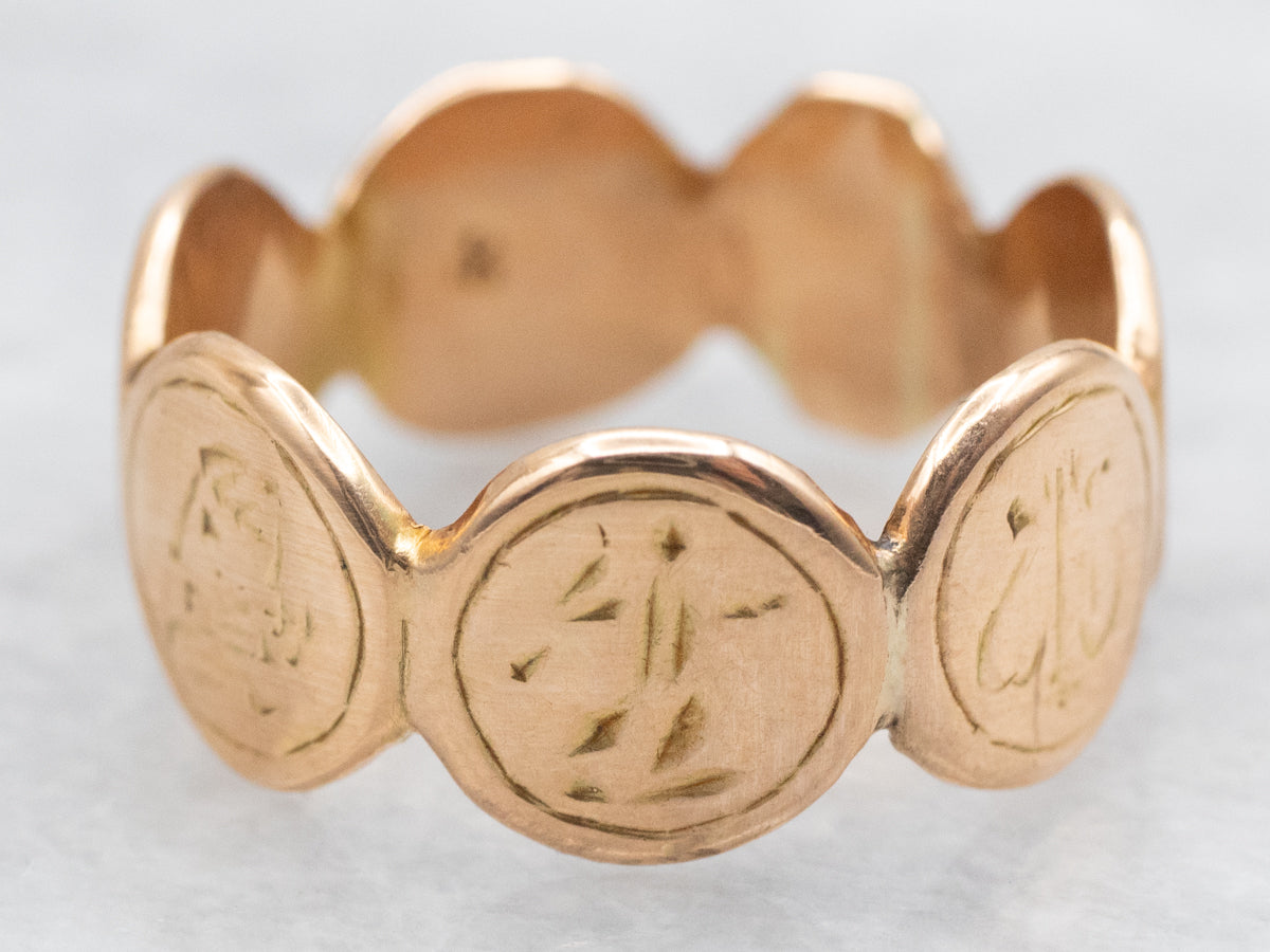 Unisex Greco-Roman Symbol Signet Style Band