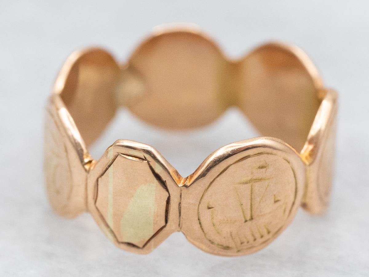 Unisex Greco-Roman Symbol Signet Style Band