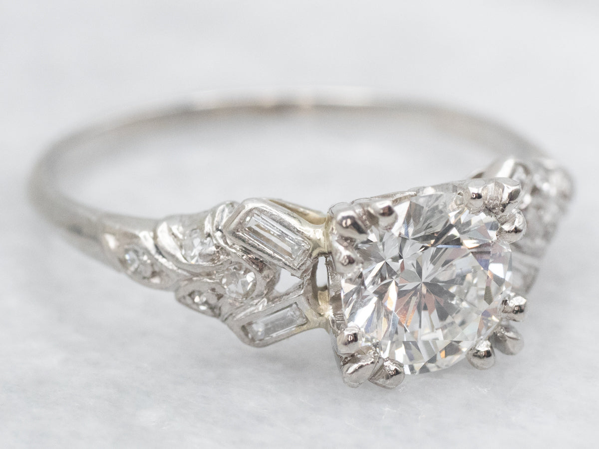 1950s Platinum Round Brilliant Diamond Engagement Ring