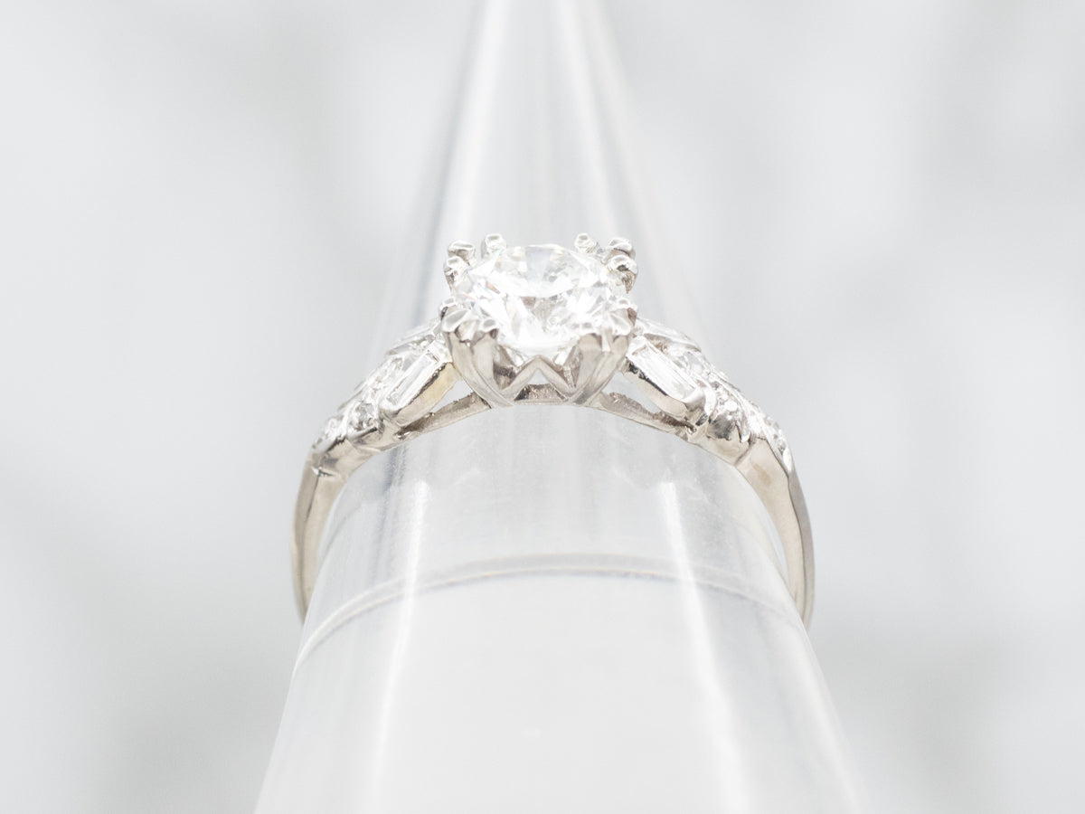 1950s Platinum Round Brilliant Diamond Engagement Ring