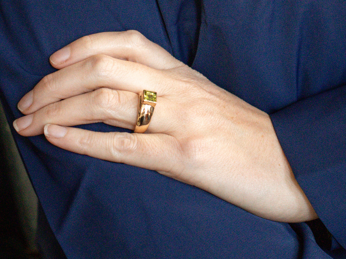 Gold Bezel-Set Peridot Solitaire Ring