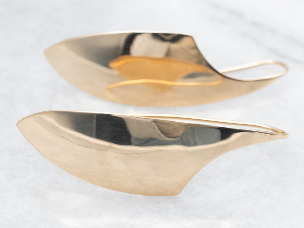 Gold Curved Drop Earrings