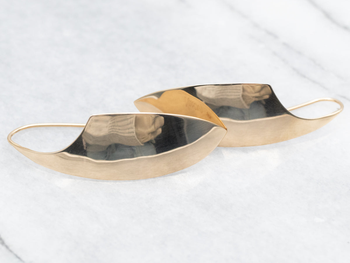 Gold Curved Drop Earrings