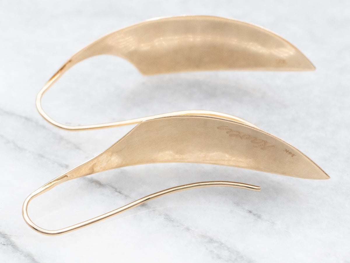Gold Curved Drop Earrings