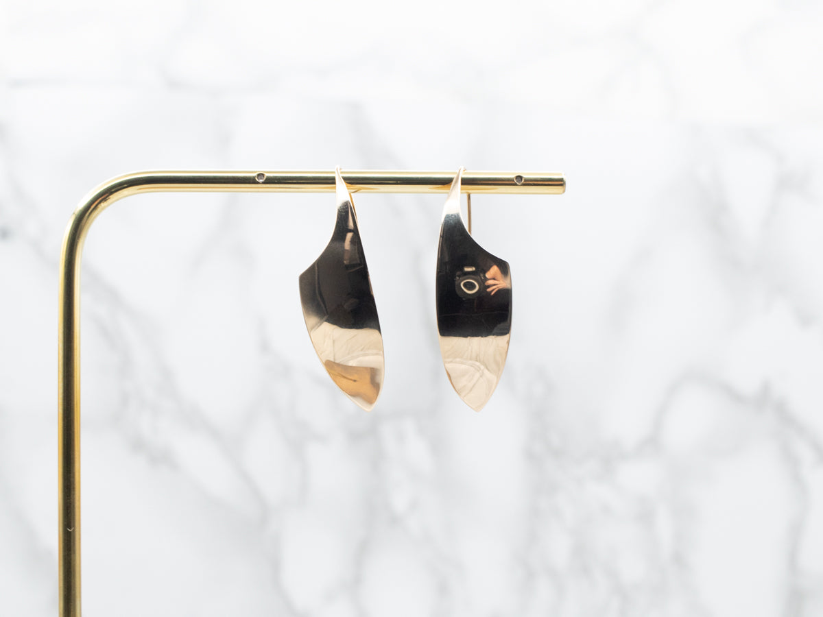 Gold Curved Drop Earrings