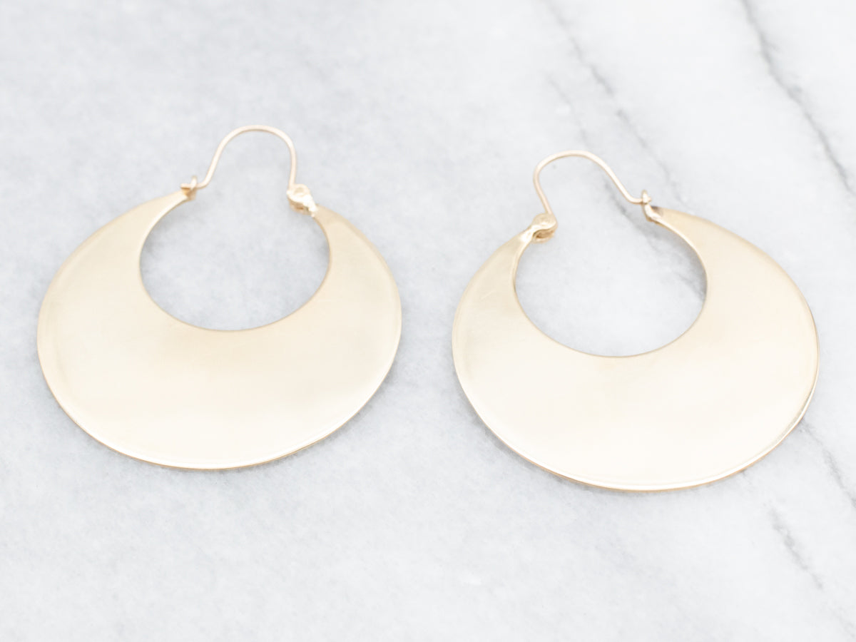 Gold Flat Round Hoop Earrings