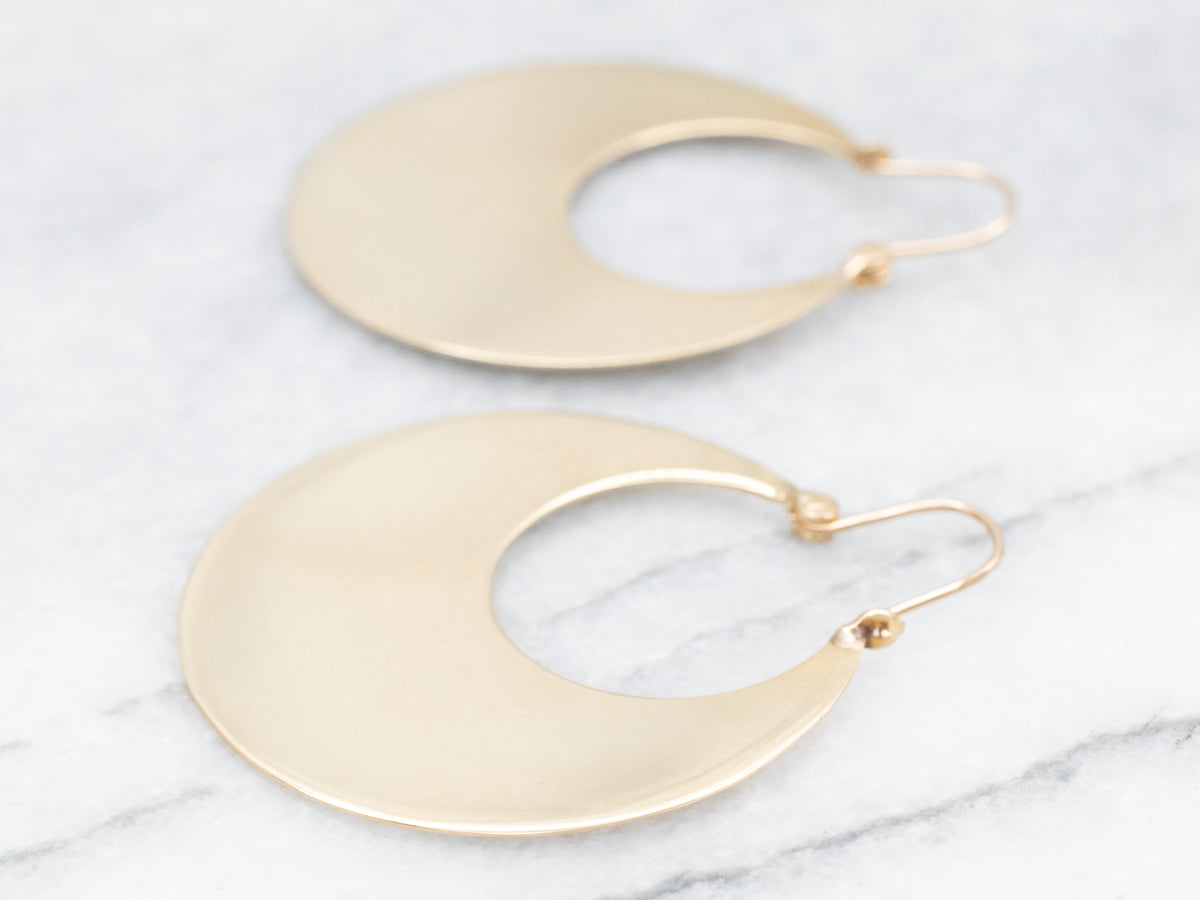 Gold Flat Round Hoop Earrings