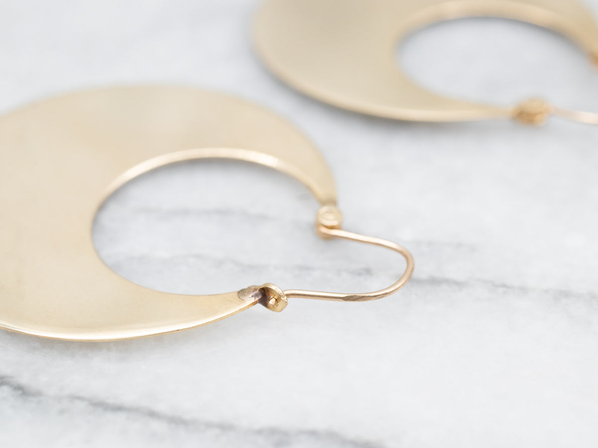 Gold Flat Round Hoop Earrings