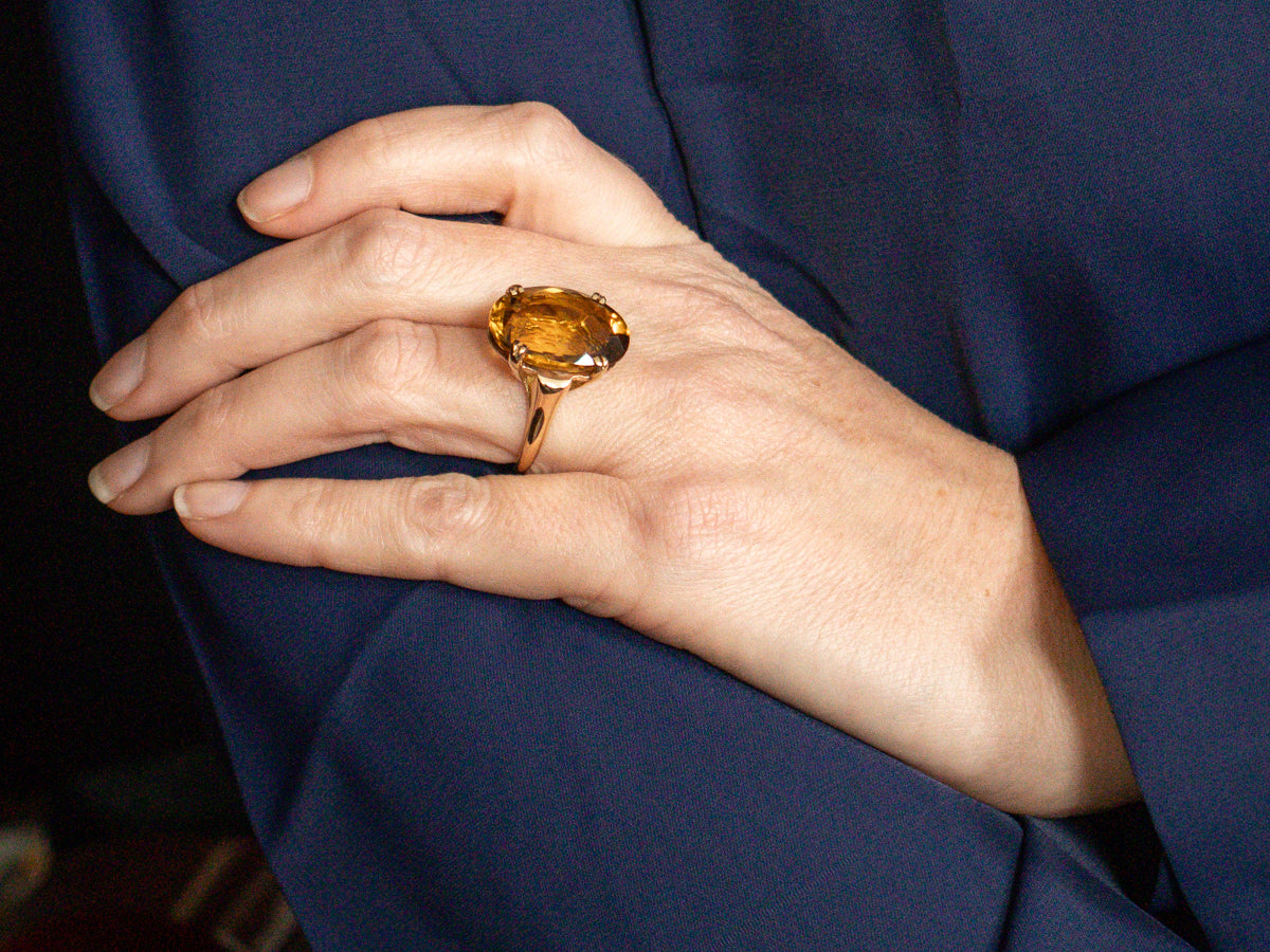 Citrine Cocktail Ring in Yellow Gold